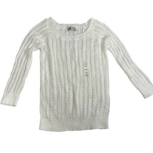 Arizona Jeans Sweater Women Medium Ivory Cable Knit